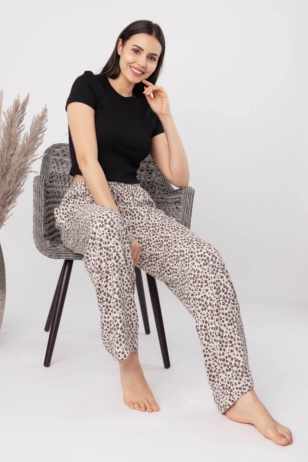 Buy Designer Brown Animal Print Pyjama Online